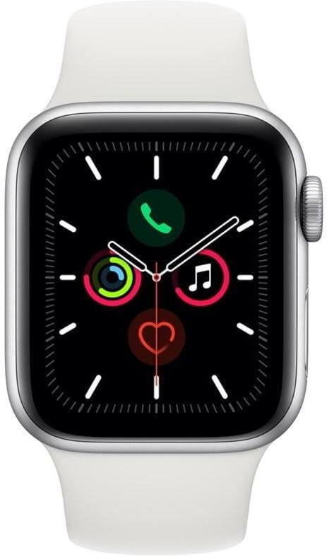 Kello Apple Watch Series 5 GPS, 44mm Silver Aluminium Case with White Sport Band
